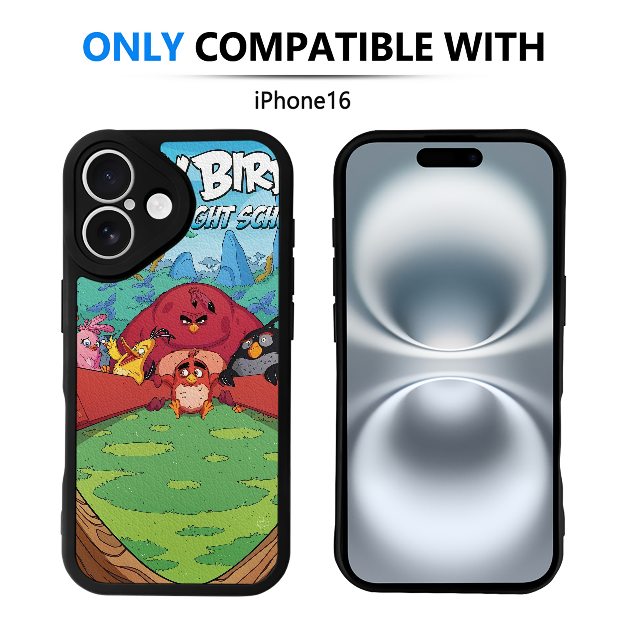 （画像用） Angry Birds アングリーバード 【iPhone 16シリーズ対応】シリコンスマホケース（レザー調） 材質：シリコン